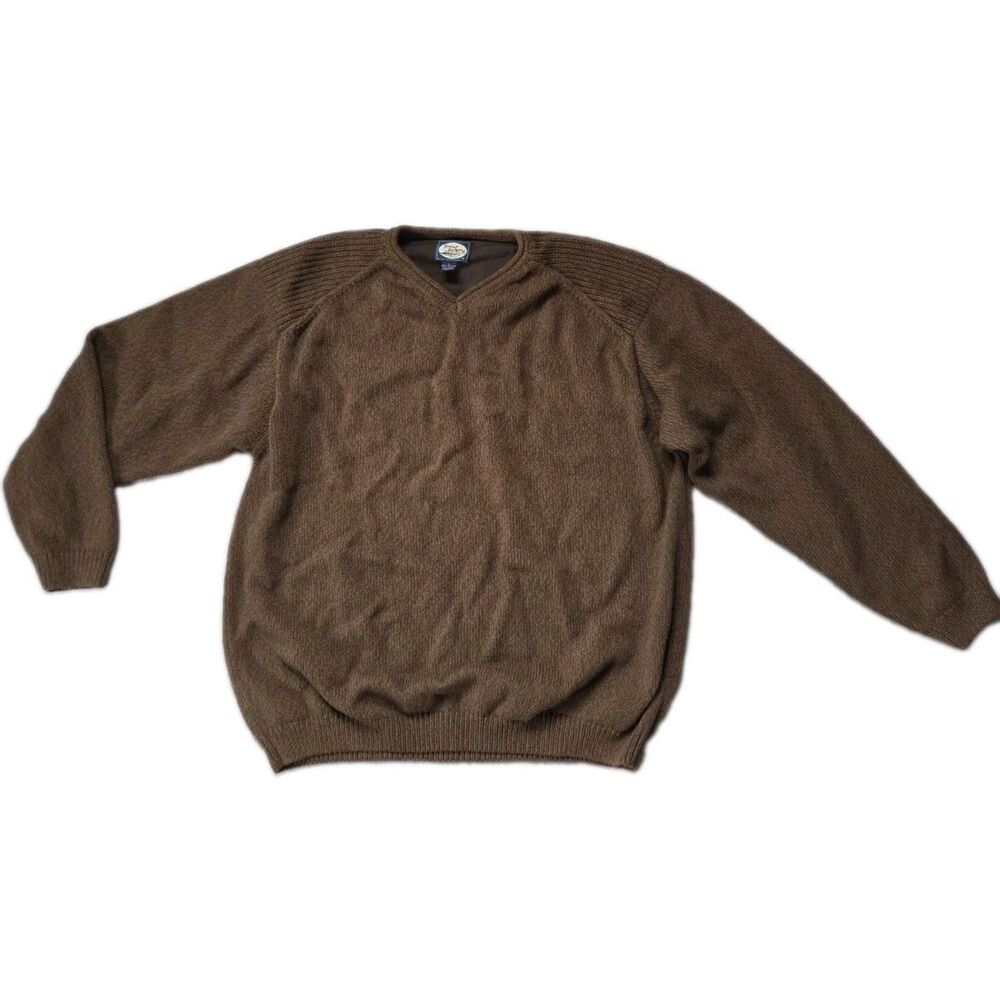 Tommy Bahama Brown Cotton Wool Blend V-Neck Pullover Sweater Mens L EUC